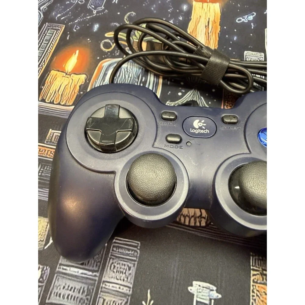 Logitech Gamepad F310 Blue Wired USB PC Gaming Controller Tested & Working